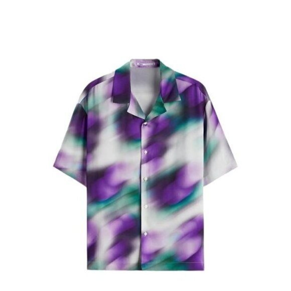 ZARA ABSTRACT PRINT SHIRT LILAC / WHITE SIZE L | 4462/821 - Picture 2 of 11